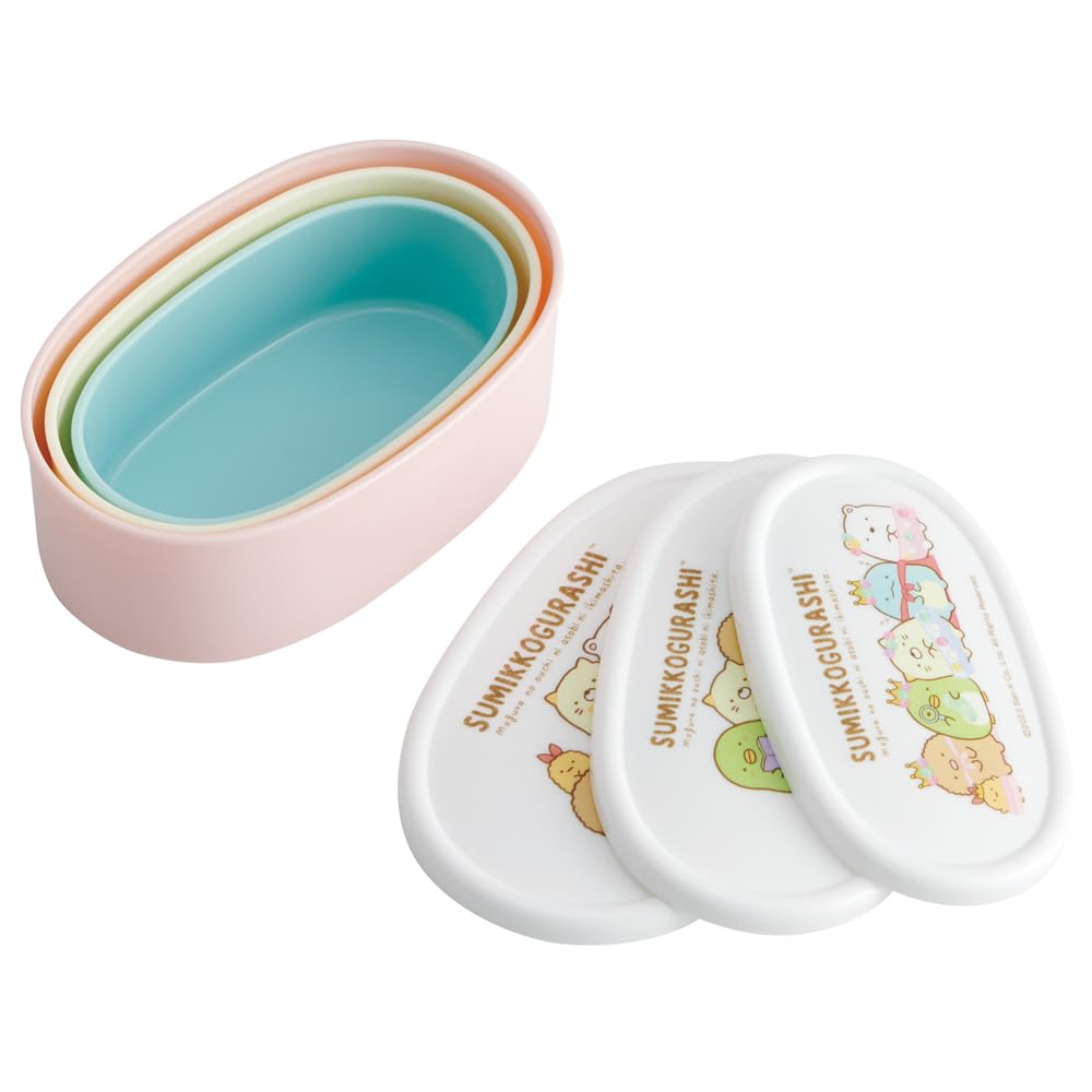 Skater Ланч Герметичный Набор для хранения из 3 штук Средний Маленький Сумикко Гураши Сделано в Коробка, Контейнер, Контейнер, (Большой 400мл, 280мл, 180мл), Дом Крота,