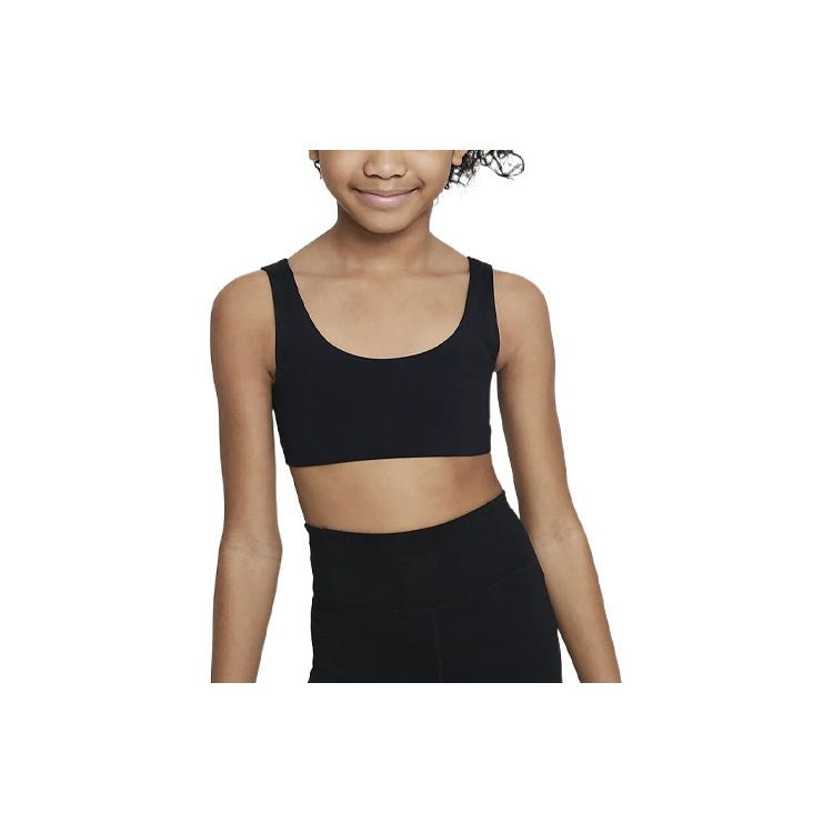 Nike Dri-Fit Solid Logo Print U-Neck Kids Bra Детское нижнее белье Черный DX5730-010