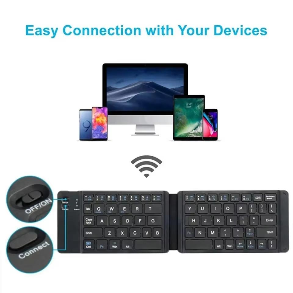 Складная Bluetooth-клавиатура с тачпадом для iOS, Android, Windows, Office, мини-беспроводная клавиатура для хранения, универсальная для трех систем