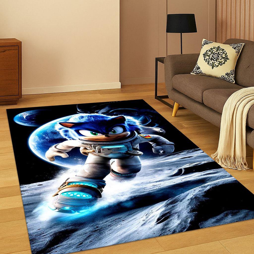 3D S-Sonic Cartoon Game Carpet Rug for Bedroom Living Room Sofa Doormat Home Decor,Kids Play Area Rug Non-slip Christmas Gift