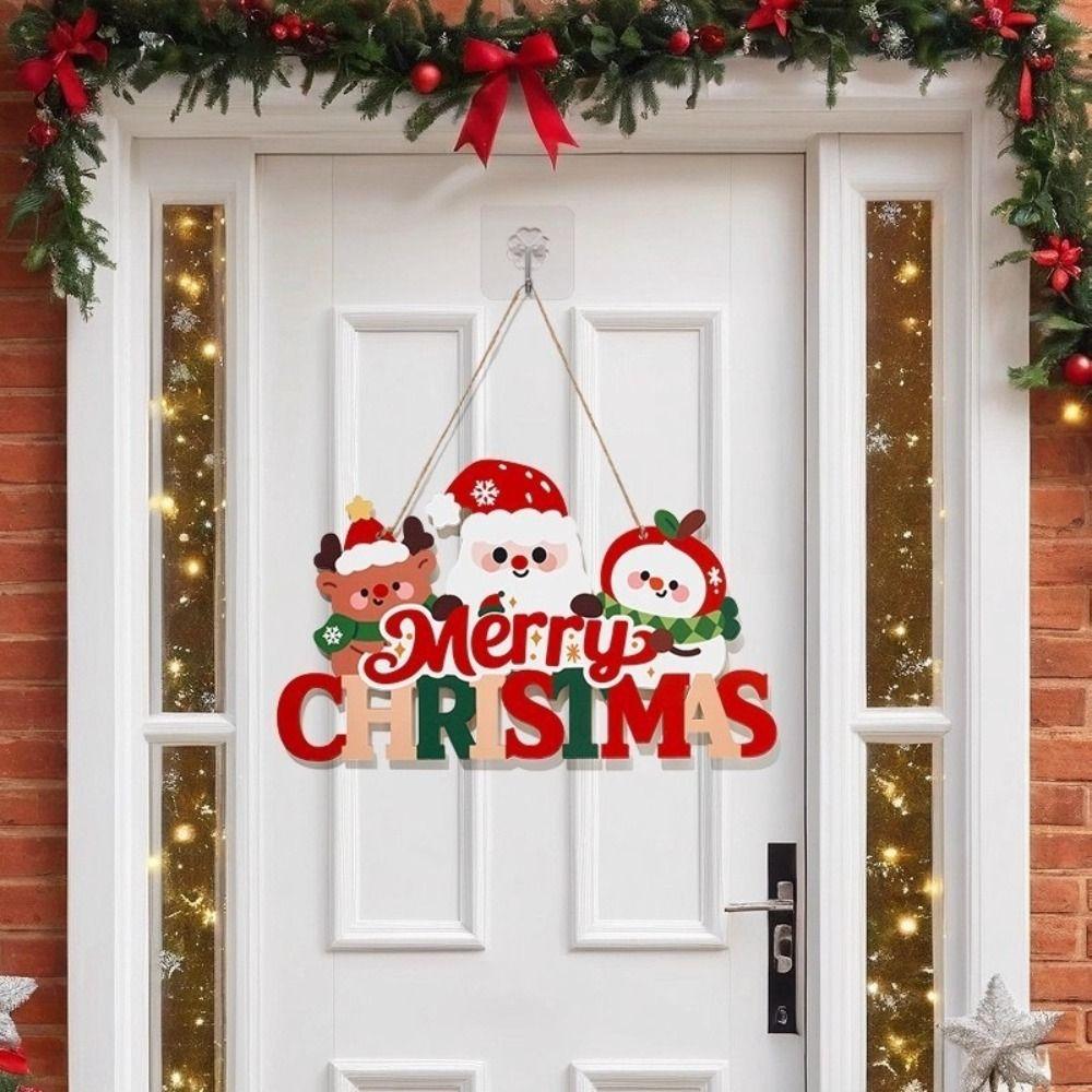 Light Up Christmas Door Sign Reindeer Pattern Christmas Hanging Plaque Farmhouse Indoor