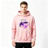 Men Anime Printed Pullover Hoodie, Casual Long Sleeve Streetwear Hooded Sweatshirt with Gojo Character Purple Energy Print