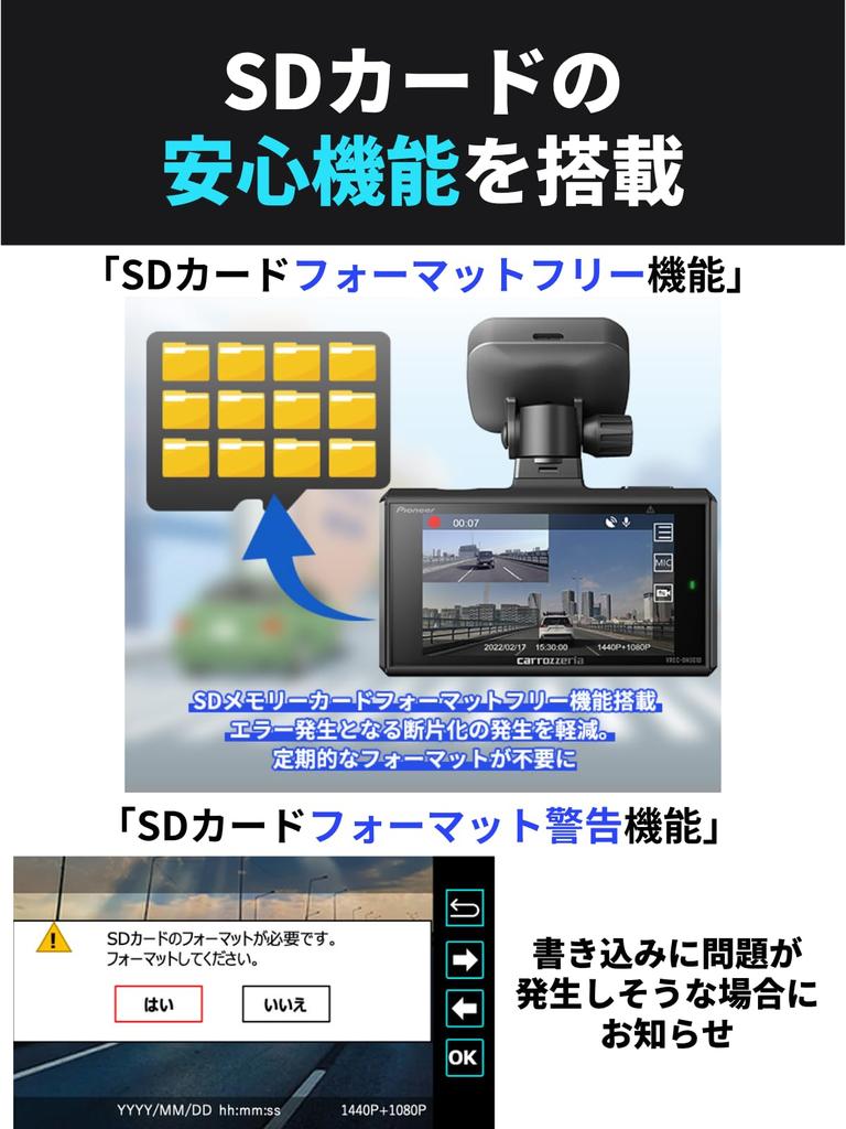 Pioneer Pioneer Drive Recorder 2 передних и задних миллиона пикселей в 2 миллиона пикселей в 3 передних задних полный мониторинг парковки диагональный передний задний