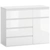 5-Drawer Storage Sideboard, Adjustable Shelf, Soft-Close Door, High-Gloss White