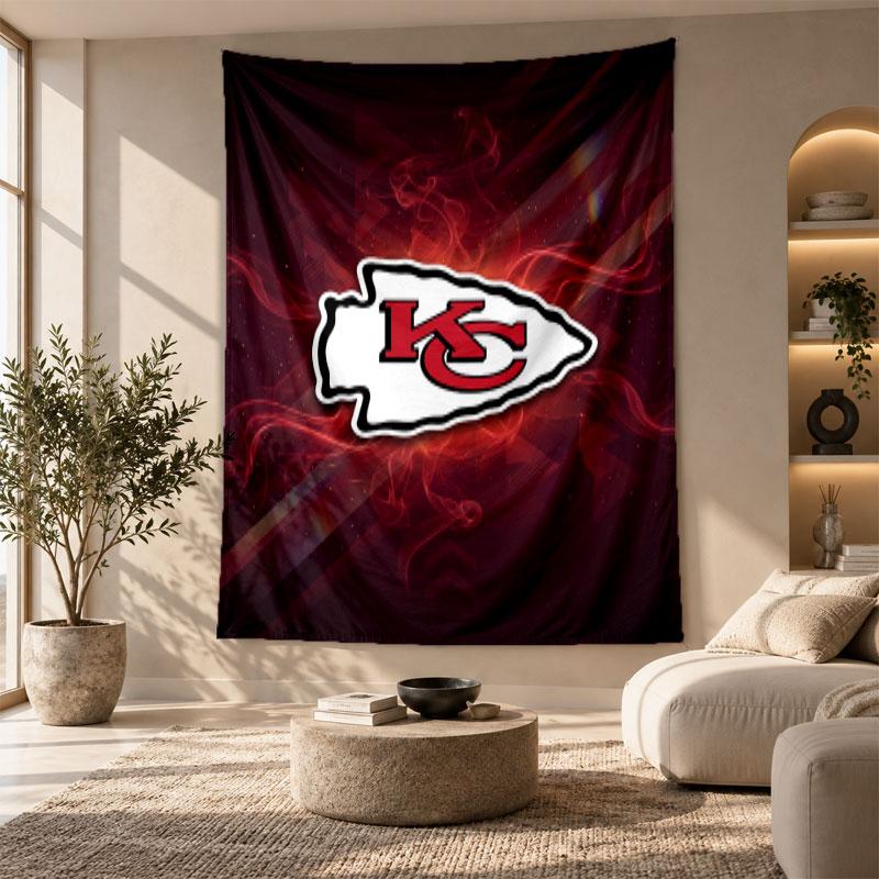 Decorative Tapestry,Kansas City Chiefs Printed Wall Art, Lightweight Wall Hanging For Bedroom Background