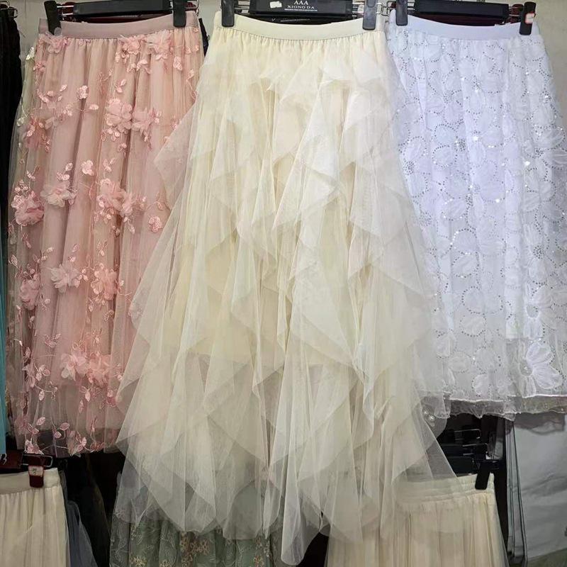 Irregular Mesh Women's Skirt Autumn/Winter 2025: Multi-Layer Cake Puffy Long Skirt, Super Fairy Temperament Dress