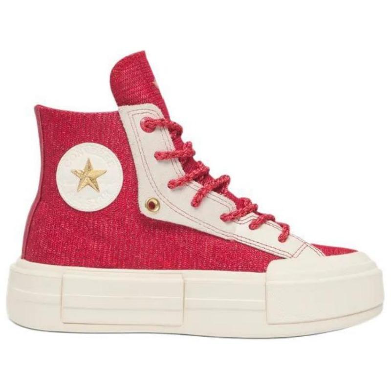 Converse Кеды Chuck Taylor Сезонные Унисекс Высокие Скейтбордические Обувь Комфорт Универсальные Противоскользящие Износостойкие Красный Бежевый A13347C