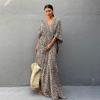 2021 European & American Leopard Print Rayon Beach Cover-up Robe with Belt