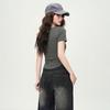 Irregular shoulder length short sleeved shirt with thickened inner lining, slim fit bottom T-shirt for upper garment