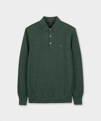 Мужской шерстяной пуловер-поло BROOKS BROTHERS из мериносовой шерсти (Темно-зеленый) (Bbwtmf9639Jew)