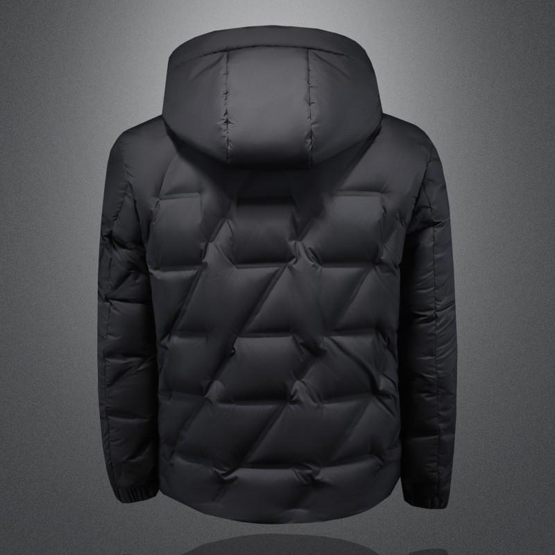 Mens Winter Hooded Down Jacket Warm Casual Fashion Outerwear 86-90% White Duck 680FP