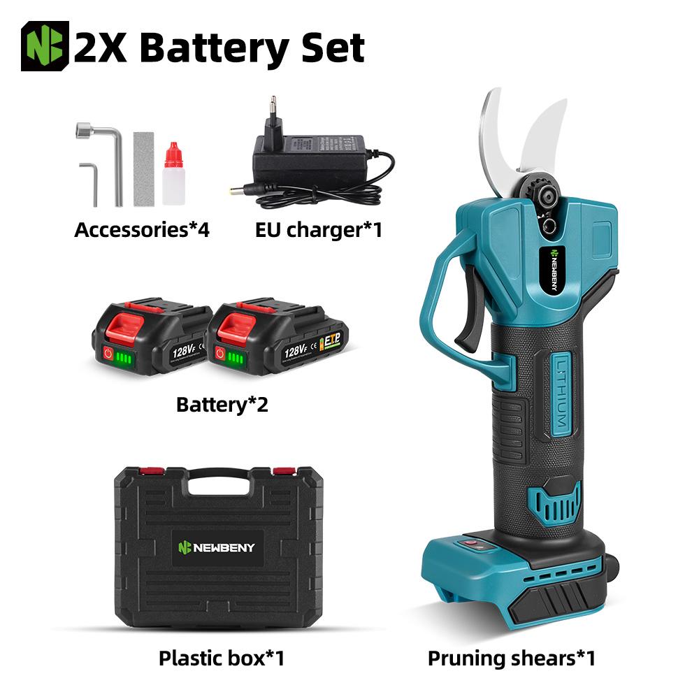 Newbeny 2 Gears 30mm Electric Pruner Shear Fruit Tree Bonsai Cordless Pruning Scissors Power Tools For Makita 18V Battery Pin