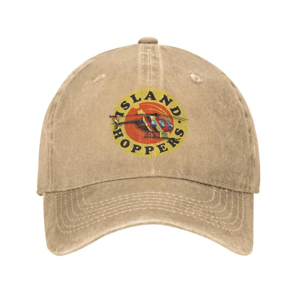 Island Hoppers Магнум Бейсболка Ретро Потертый Деним Выстиранная Шляпа Snapback для Аренды Вертолета Шляпы для Улицы Без Каркаса