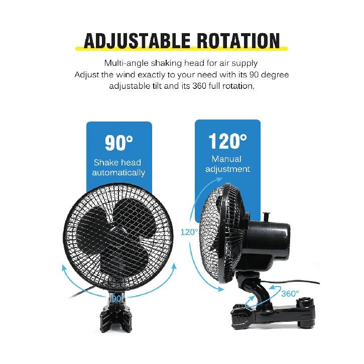 Plant Tent Cooling Clip-On Fan 25W Two-Speed Adjustable Shaking Head Suitable for Tents Household Cooling Fan