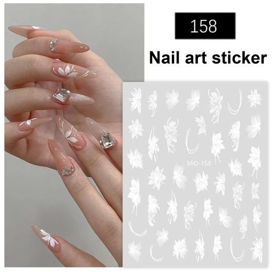 Nail Sticker Elegant Hand-Painted Flower Butterfly Long-Lasting Ins Style Nail Art Decals Women Accessories