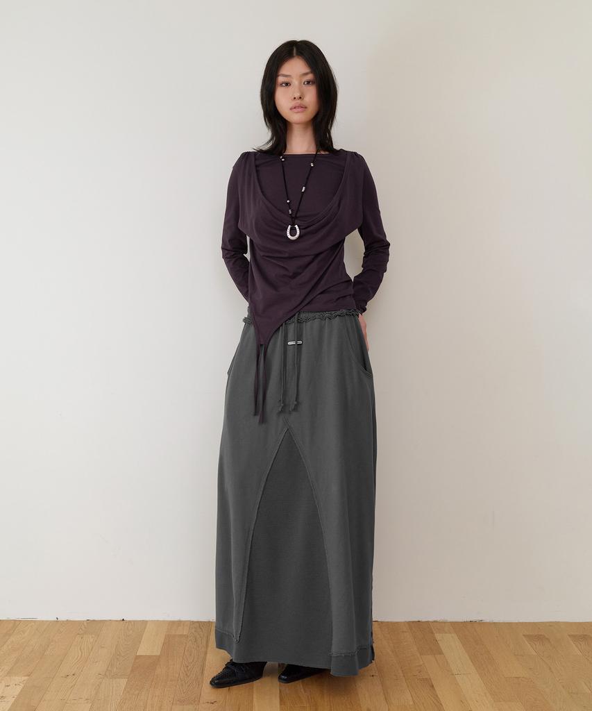 THEVINYLHOUSE Draped Layered Ls Tee(W) Purple