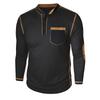 Мужская футболка в стиле американского ретро с длинным рукавом и воротником-стойкой, иностранная, осенне-зимняя, пэчворк, вафельная футболка, повседневные топы