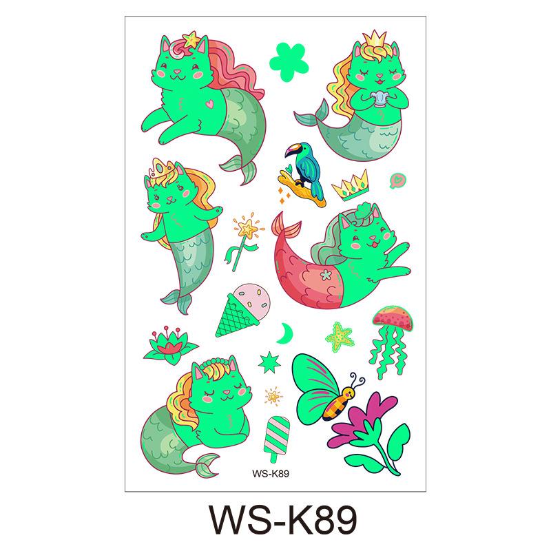 Детская мультяшная светящаяся в темноте татуировка с флуоресцентной зеленой водонепроницаемой бонусной наклейкой