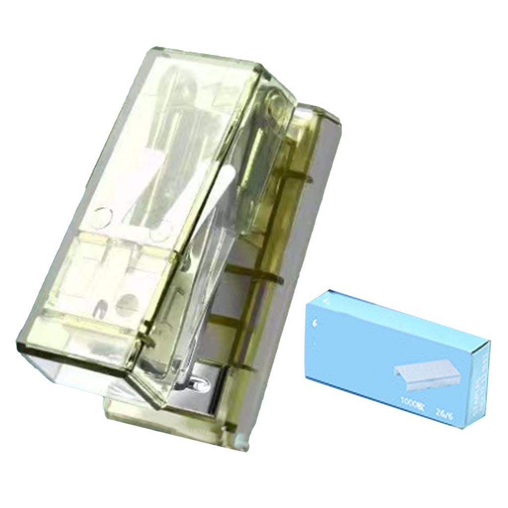 Мини-степлер, симпатичный, портативный, полупрозрачный, стальной, экономит усилия, офисный настольный степлер для