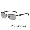 Business Metal Half Frame Photochromic Reading Glasses Anti-blue Light Far Sight Glasses Men High-definition Presbyopia Glasses
