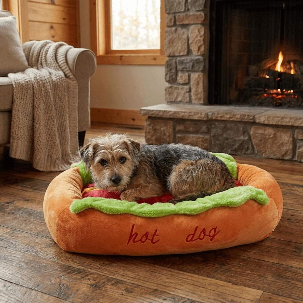 Soft Plush Sausage Dog Nest with Mat Dog Sleeping Pad Creative Dog Kennel for Cats and Dogs
