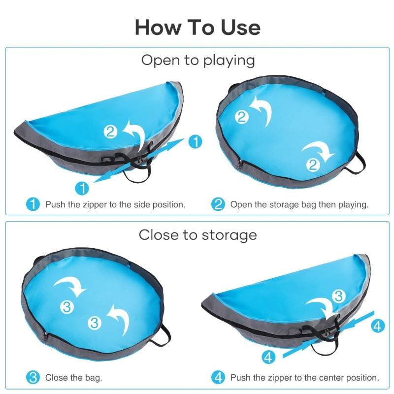 Reusable Polyester Kids Activity Mat Zippers Closure Storage Organizers Safe For Building Block Craft Picnics