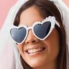 Non-polarized White Heart Frame Glasses Heart-Shaped Faux Pearl Sunglasses for Women Fashion Summer Decorations