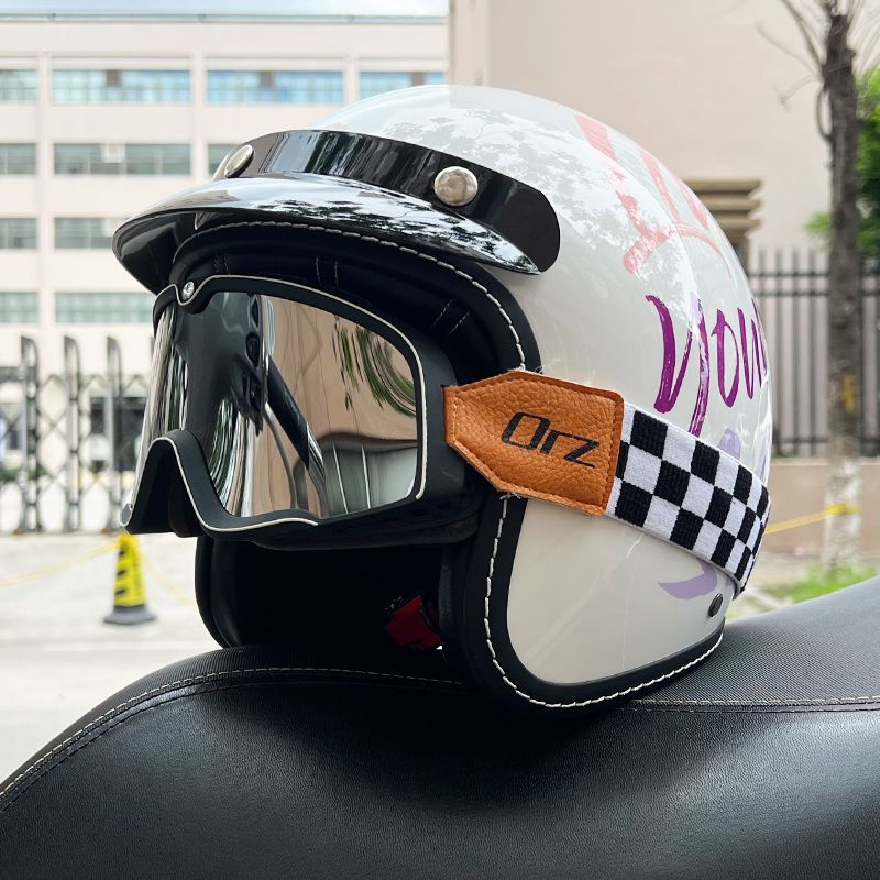 Retro Motorcycle Helmet Men's and Women's Electric Vehicle Scooter 3/4 Half Helmet