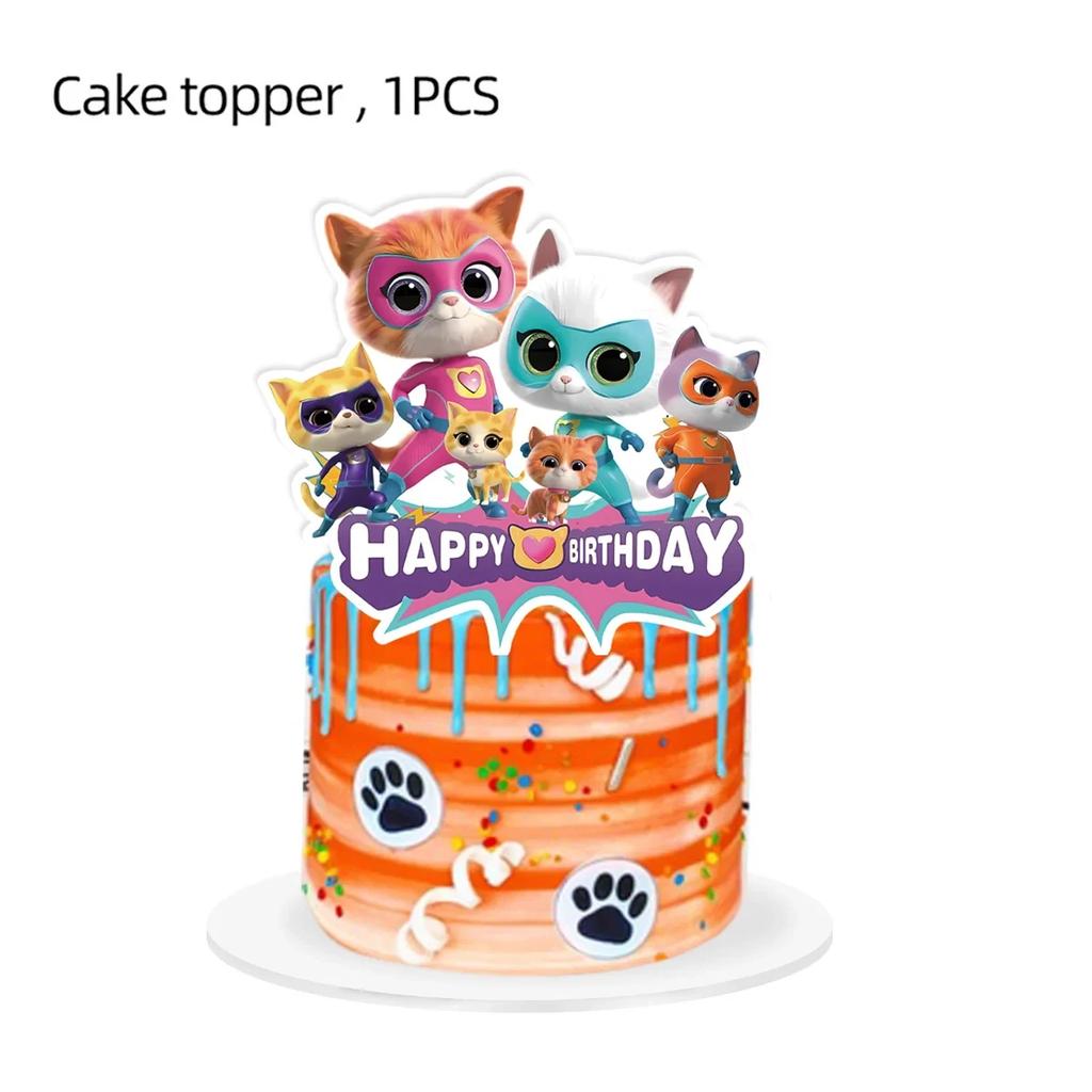 Superkitties Birthday Balloons Party Decorations Napkins Cake Topper Party Supplies Baby Shower Child Birthday Party Favors