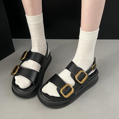 Летние повседневные римские сандалии на толстой подошве в стиле бисквит для женщин