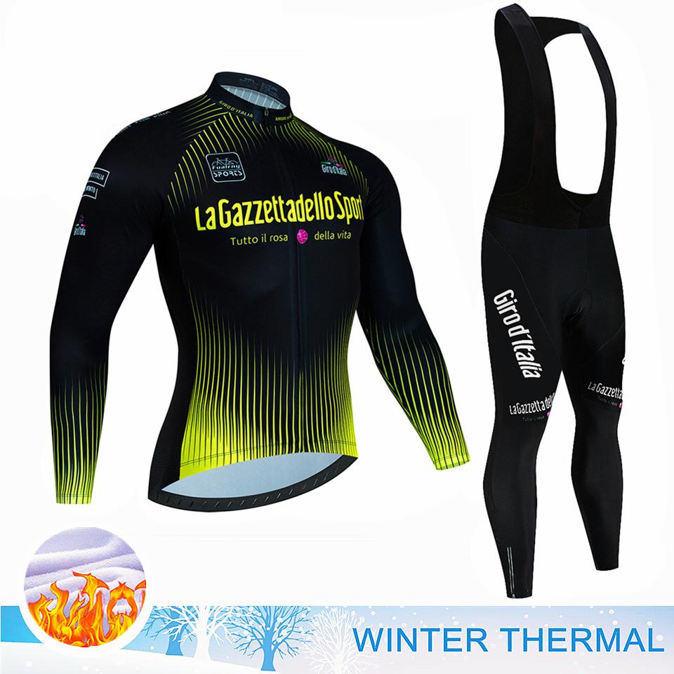 Тур по Италии Зимний Велосипедный Комплект Термофлис Велосипедный Комплект Одежда для Велосипеда МТБ Ciclismo Велосипедный Комплект Спортивная Велосипедная Одежда