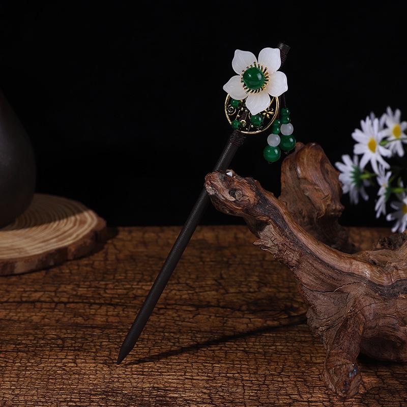 Заколка для волос с кисточкой из искусственного черного дерева в старинном стиле - аксессуар ханьфу для женщин