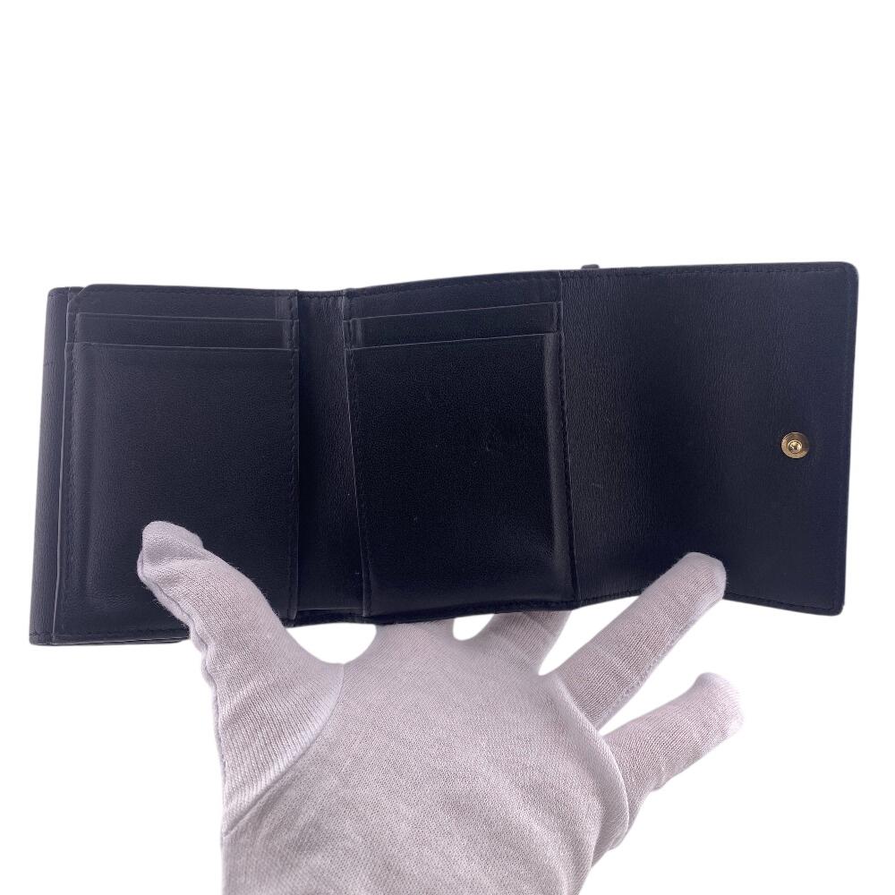 Dior Compact wallet Canage lambskin Lady Dior Tri-fold wallet black lambskin Used