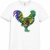 Rooster T-Shirt Colorful Chicken Graphic Tee Abstract Animal Art Gift Top