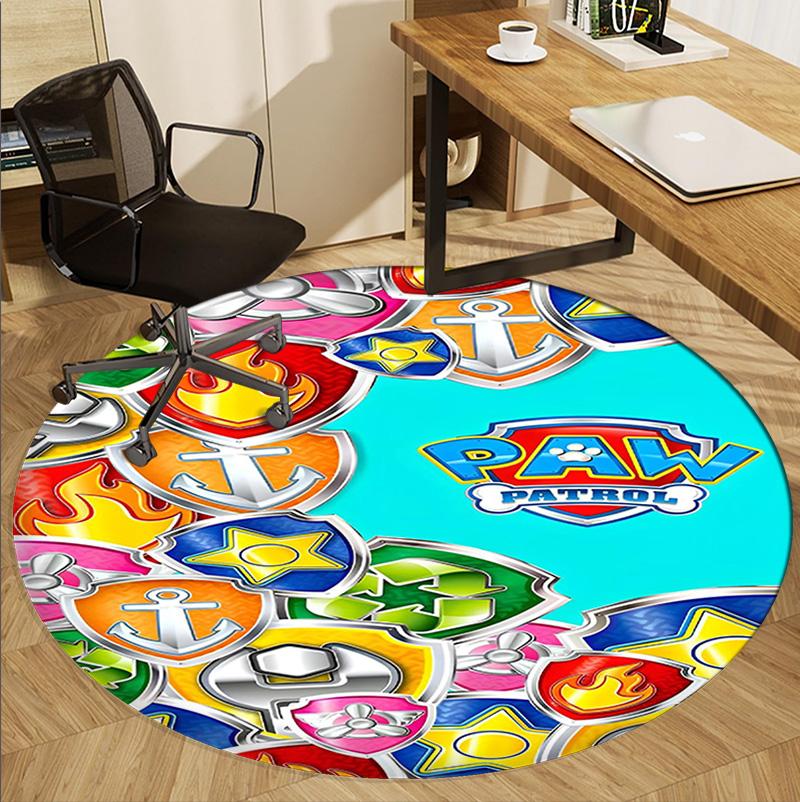 PAW Patrol Pattern Round Rug, Indoor/Outdoor Mat, for Picnic, Gameroom, Bedroom, Office, Living Room, Home Decor Carpet, Birthday Gift