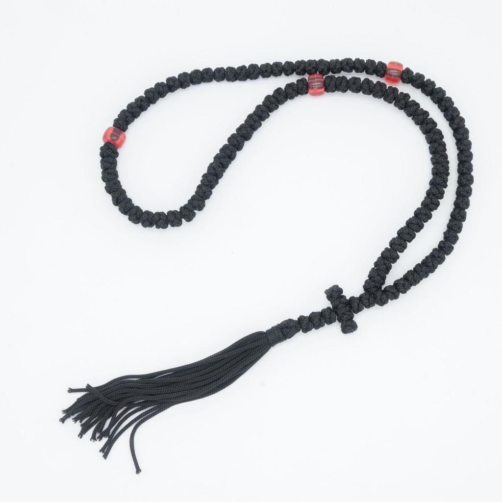 Православный греческий ручной работы крест молитвенное ожерелье кисточка молитва красная бусина 100 узлов кулон