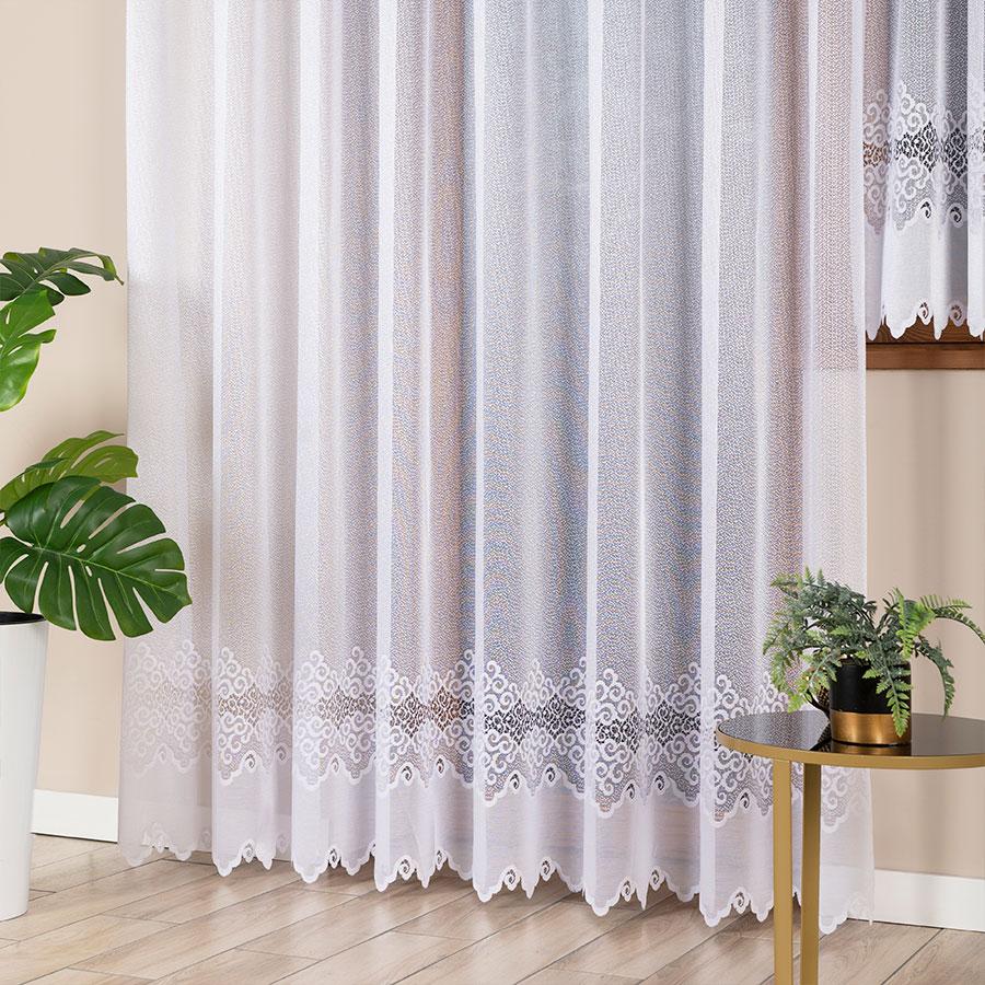 MODESTA - Ready-made jacquard curtain with a straight hem - 300x250 cm - white