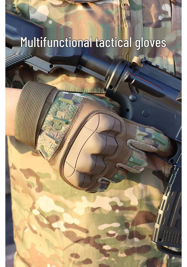 Men's Camouflage Touchscreen Tactical Gloves - Anti-cut, Non-slip, Full Finger for Cycling, Motorcycling, and Outdoor Sports.