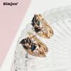 SIMJOO Женские серьги с цветком розового золота и черным агатом