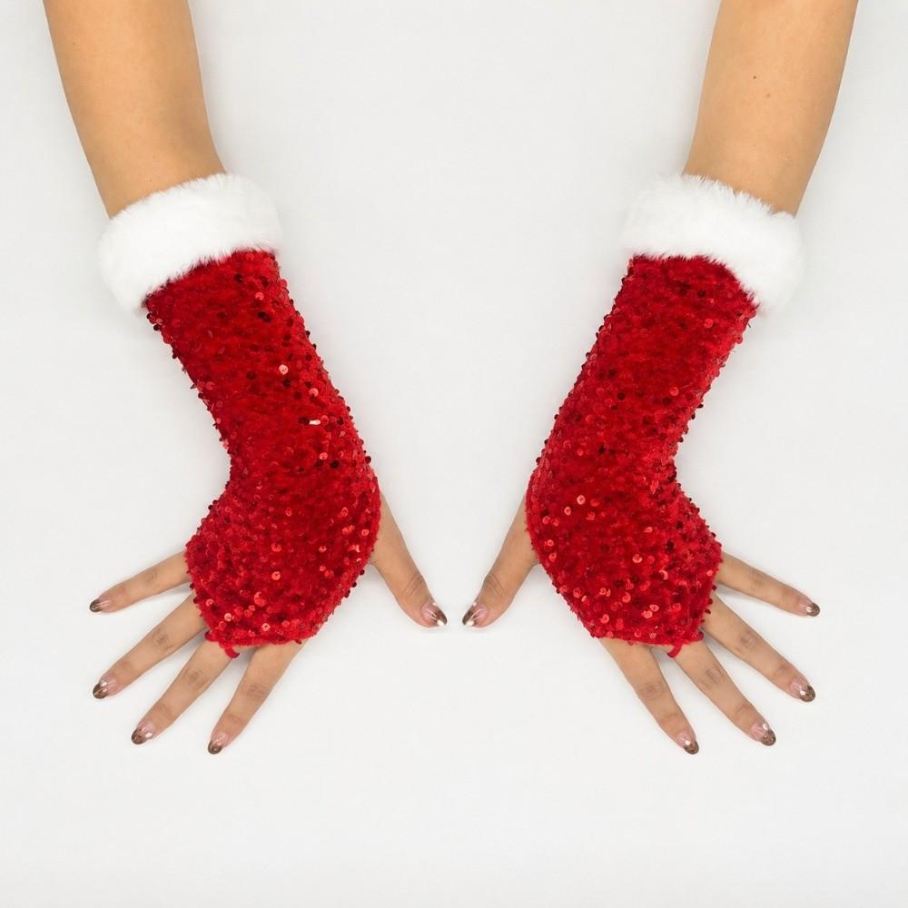 Sequin Christmas Gloves Thickened Warm Performance Gloves New Year Party