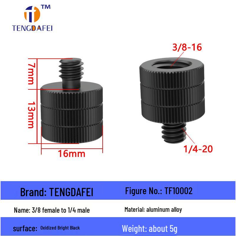 Reversible 1/4" Male To 3/8" Female Adapter for Camera Tripod Ball Head with M4-M8 Conversion Screws