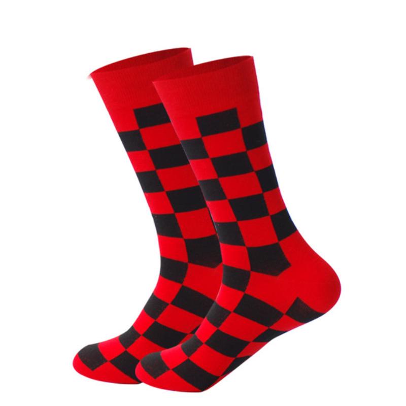 Men's Fashion Socks Cotton Wedding Socks Paragraph Diamond Pattern Geometric Business In Tube Socks