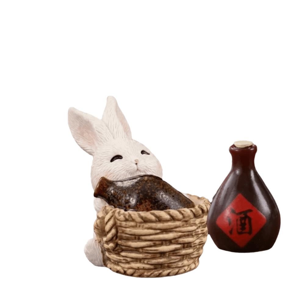 Resin Micro Landscape Decor White Rabbit Mid-Autumn Festival Desk Figurines Mini Ornaments Home
