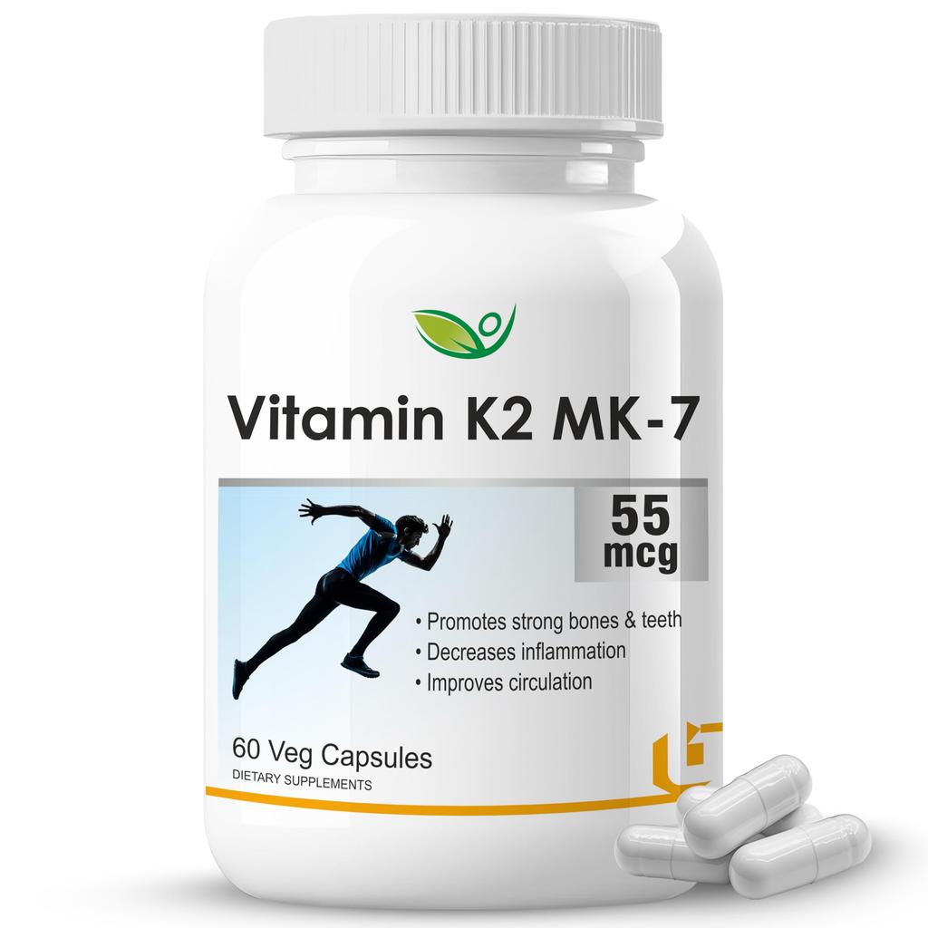 Biotrex Nutraceuticals Витамин K2 MK-7 (Вегетарианский источник) 55 мкг | Биоактивный менахинон-7 | Здоровье костей и метаболизм кальция | Высокая абсорбция F
