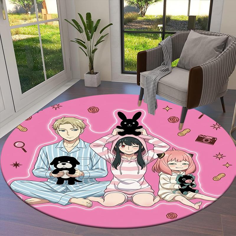 Ковер круглый Spy Family Ковер для гостиной, спальни, дивана, игровой комнаты Декор Нескользящий коврик для пола