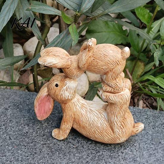 Bunny Figurines for Home Decor Kissing Figurine, Resin Statue And Garden Decor, Outdoor Romantic Rabbit Sculpture Living Room Desk or