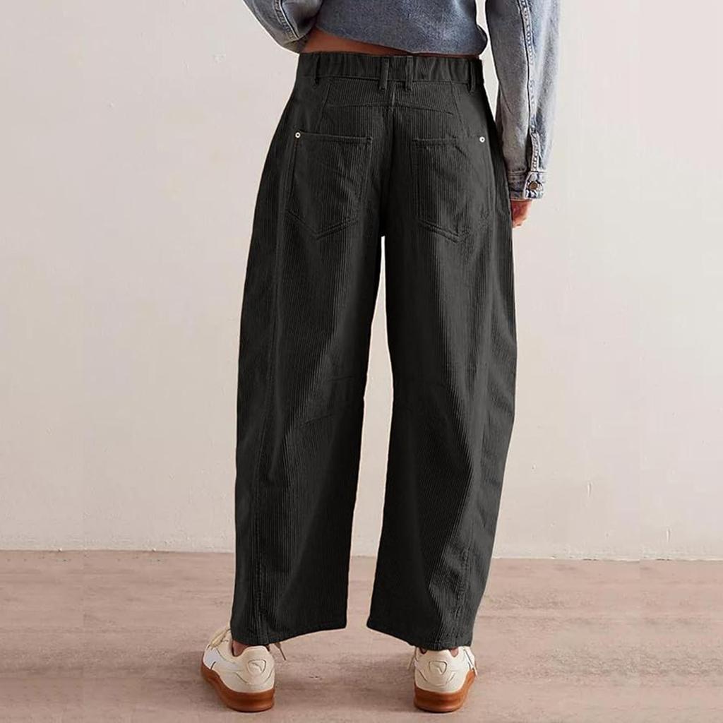 Women's Fashion Solid Color Corduroy Loose Straight Pants
