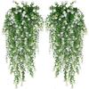 2Pcs Wall Home Garden Wedding Decoration Outdoor Artificial Plant Hanging Flowers With Eucalyptus Leaves Greenery Vine
