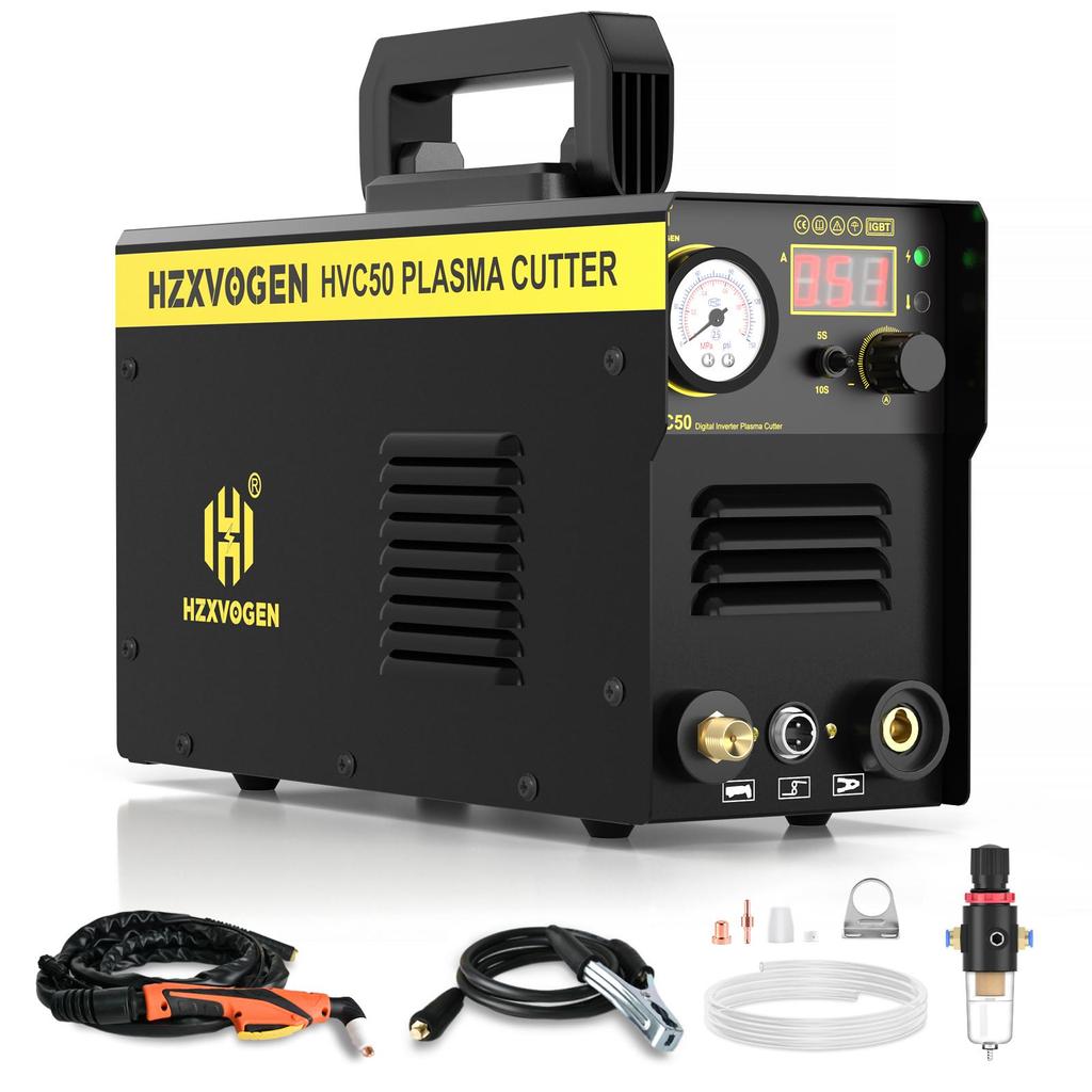 HZXVOGEN IGBT Plasma Cutter Inverter HVC50 220V 50Amp Plasma Cutting Machine Portable High Frequency Contact Arcing Cutter Max Cut 15mm