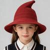 Spring and Autumn Children's Wizard Hat Witch Hat Cotton Yarn Knitted Hat Halloween Foldable Witch Hat Women's